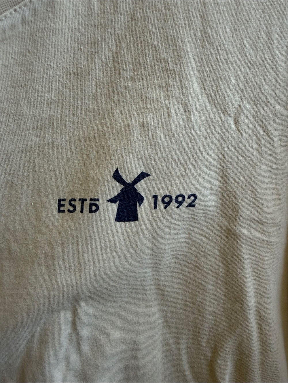 Dutch Bros Cropped Beige Graphic Tee with Navy Logo - Picture 3 of 3